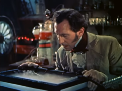 The Curse Of Frankenstein (1957) trailer - Peter Cushing experimenting 1.png