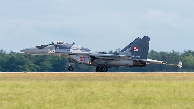 Polish Air Force Mikoyan-Gurevich MiG-29A Fulcrum (reg. 105, cn 2960535105) at ILA Berlin Air Show 2016.