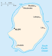 Location of Alofi on a map of Niue.