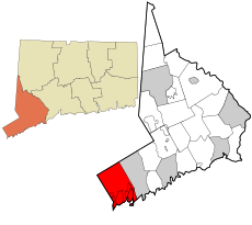 Greenwich's location within Fairfield County and Connecticut