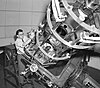 Ben Gascoigne at a telescope of Stromlo Observatory, Canberra, 1948