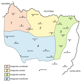 Variedades dialectales del aragonés.