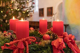 Traditional German advent wreath in Lonsee, my home village