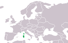 Distribuição geográfica do Discoglossus sardus.