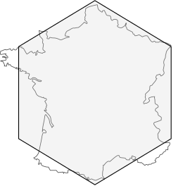 Kaart van Frankrijk met ingetekende zeshoek