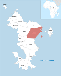 Location of the commune (in red) within Mayotte