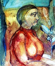 Portret van Jo Kruyder-Bouman, c. 1920-24, aquarel op papier