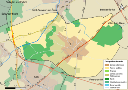 Carte des infrastructures et de l'occupation des sols en 2018 (CLC) de la commune.