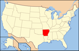 Map of the United States with Arkansas highlighted