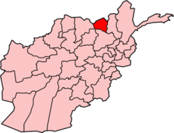 The location o Kunduz Province athin Afghanistan