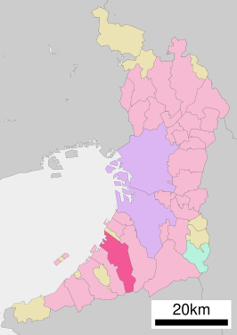 Situering van Kishiwada in de prefectuur Osaka