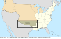 Map of the change to the United States in central North America on April 21, 1820