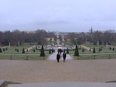 Le parc de Sanssouci vu depuis la terrasse supérieure au sortir du Palais.