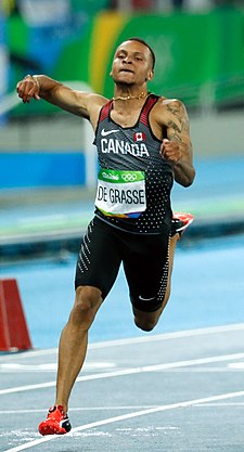 Andre De Grasse Rion olympialaisissa 2016.