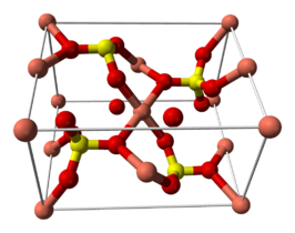 Kristalstructuur van koper(II)sulfaat ■ Cu2+ ■ S ■ O