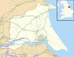 Mapa konturowa East Riding of Yorkshire, po lewej nieco u góry znajduje się punkt z opisem „Great Givendale”