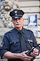 Image 2 Law enforcement in Germany Photo credit: Daniel Schwen A portrait of a senior police officer in Hamburg, wearing the new blue uniform in accordance with the policy of using the same colour for police uniforms and vehicles throughout the European Union. Law enforcement in Germany is divided into two groups: the federal police and the state police.