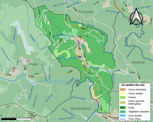 Carte en couleurs présentant l'occupation des sols.