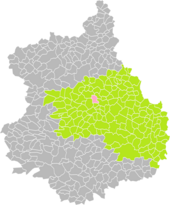 Position de Mainvilliers (en rose) dans l'arrondissement de Chartres (en vert) au sein du département d'Eure-et-Loir (grisé).