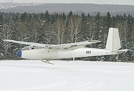 Landung mit Kufenfahrwerk, Fowler-Klappe ausgefahren