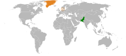 Map indicating locations of Pakistan and Denmark