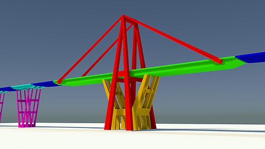 Élévation 3D des structures.