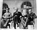 Image 42From left to right, the Soviet General Secretary Joseph Stalin, US President Franklin D. Roosevelt and British Prime Minister Winston Churchill confer in Tehran, 1943 (from History of the Soviet Union)