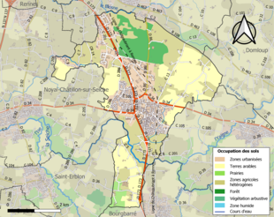 Carte en couleurs présentant l'occupation des sols.