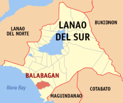 Map of Lanao del Sur with Balabagan highlighted