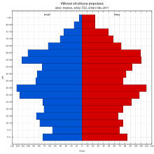 Graf rozdělení věkové struktury obyvatelstva