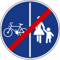 getrennter Fahrrad- und Fußgängerweg Ende