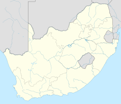 Mapa konturowa Południowej Afryki, w centrum znajduje się punkt z opisem „Bloemfontein”