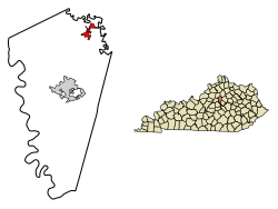 Location of Midway in Woodford County, Kentucky.