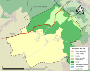 Carte en couleurs présentant l'occupation des sols.