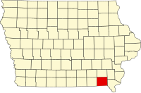 Map of Iowa highlighting Van Buren County