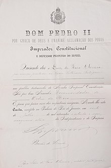 Documento da Ordem da Rosa 1889.