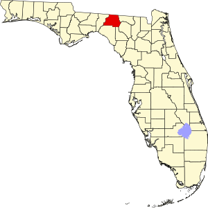 Map of Florida highlighting Madison County