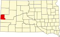 Map of Južna Dakota highlighting Lawrence County