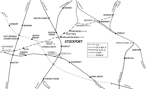 Hazel Grove railway station (Midland Railway) is located in Stockport railways