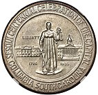 Obverse of the Columbia, South Carolina, Sesquicentennial half dollar