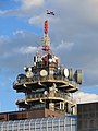 Image 12A tower on top of Croatian Radiotelevision (HRT) building in Zagreb neighbourhood of Prisavlje. (from Culture of Croatia)