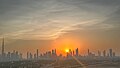 Skyline vun Dubai bi Sunnenunnergang