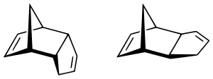 Endo- (links) und Exoform (rechts) des Dimers von Cyclopentadien