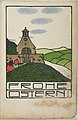 Påskekort av austerrikske Otto Lendecke frå 1908 med folk som går i kyrkja.