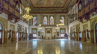 Salle du Darbar au Palais Lakshmi Villas à Vadodara, capitale de la plus célèbre et plus opulente principauté du Gujarat.