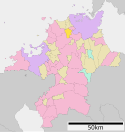 Location of Kurate in Fukuoka Prefecture