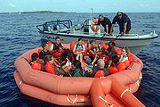 Open inflatable liferaft