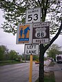 Hinweisschild in Joliet auf die Route 66 / Illinois