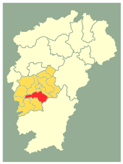 吉安市中の泰和県の位置