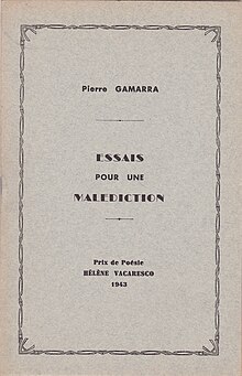 Couverture du recueil Essais pour une malédiction, poèmes écrits entre 1938 et 1943, prix Vacaresco.